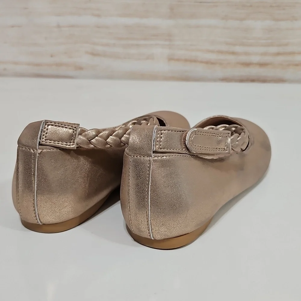 Nordstrom Rack Rose Gold Metallic Braided Flats Girls 2